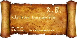 Kübler Barnabás névjegykártya