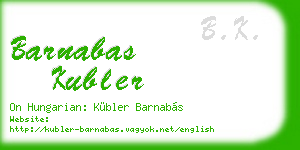 barnabas kubler business card