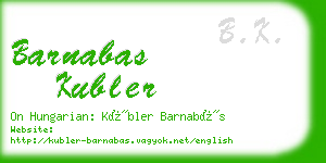 barnabas kubler business card